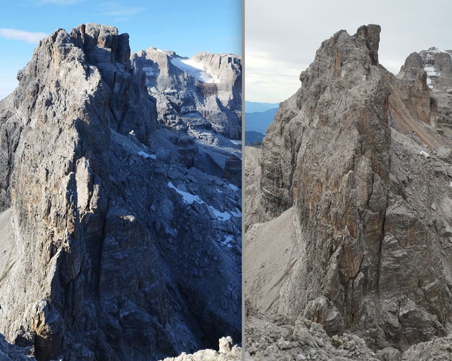 Cima Falkner, circa 100mila metri cubi di roccia instabile