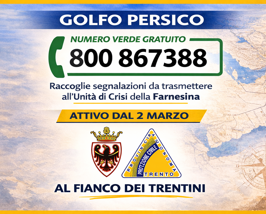 Trentini nell'area del Golfo Persico: attivo il numero verde della Protezione civile
